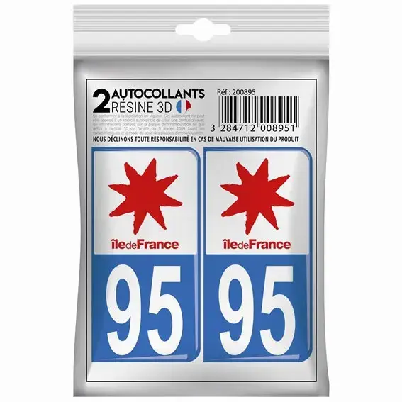 STICKER 3D 95 VAL D&rsquo;OISE x2 – 200813 – CADOX Haute Qualité