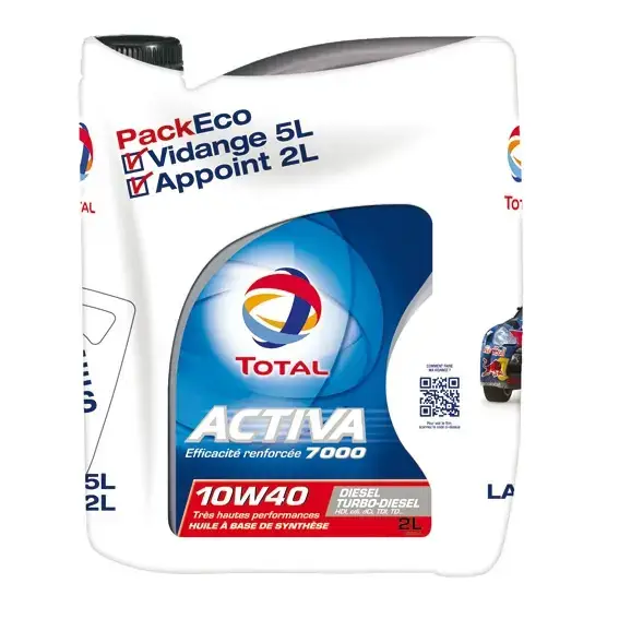 Huile moteur Total Activa 7000 10W40 diesel 5L + 2L offerts Commander Maintenant