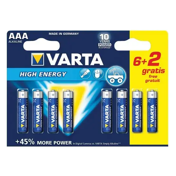 Offre Spéciale HIGH ENERGY AAA/ LR03 6+2 – 4903121428 – VARTA