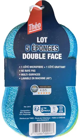 Lot 5 eponges double face – Theo Livraison Express