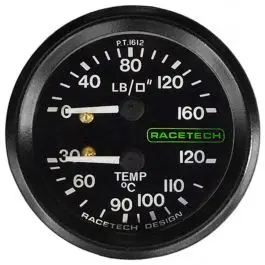 Expédié Aujourd’hui Manomètre combiné RACETECH D52MM Température Pression Longueur câble 12&prime; Aéro Eclairage 1/8BSP AQP