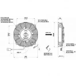 Remise Ventilateur aspirant Ø 209 mm épaisseur 52 mm 12V SPAL VA14-AP11/C-34A