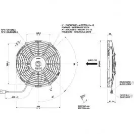 Ventilateur soufflant Ø 284 mm épaisseur 52 mm 12V SPAL VA11-AP7/C-57S Vente Flash