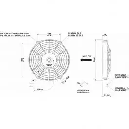 Ventilateur soufflant Ø 246 mm épaisseur 52 mm 12V SPAL VA07-AP7/C-31S Nouvelle Collection