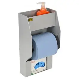 Acheter Direct Station murale de lavage des mains savon / papier / gants – grise – BG RACING