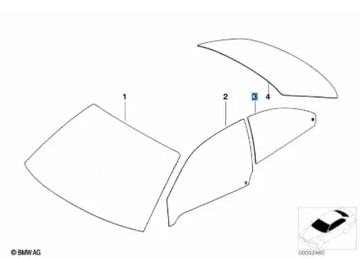 Acheter Direct Vitre latérale arrière (déflecteur) côté au choix BMW Série 3 E46 Coupé
