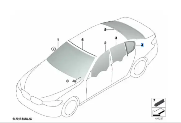 Achetez Aujourd’hui Vitre latérale arrière fixe teintée (côté au choix) BMW Série 5 G30