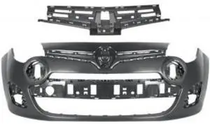 Pare chocs avant pour RENAULT TWINGO II phase 2 de 2012 à 2014, avec support de grille, Noir à apprêter Dernière Chance