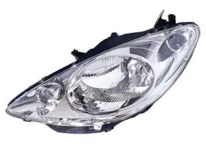 Phare Optique avant gauche pour PEUGEOT 1007, 2005-2010, fond chromé, H4, Neuf Expédition Rapide