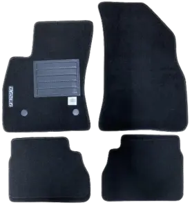 Acheter Direct Kit 4 Tapis de sol Auto pour FIAT DOBLO II phase 1, 2010-2015, avec sigle DOBLO, moquette noire, avec CLIPS, Neuf
