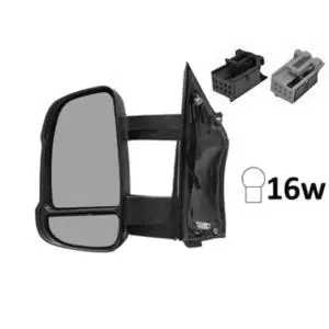Rétroviseur gauche manuel pour CITROËN JUMPER II phase 2 2014-2023, bras moyen, sonde, feu clignotant orange (16W), Neuf Prix Réduit