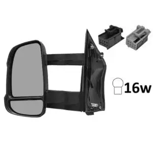 Livraison Express Rétroviseur gauche manuel pour CITROËN JUMPER II phase 2 2014-2023, bras long, sonde, feu clignotant orange (16W), Neuf