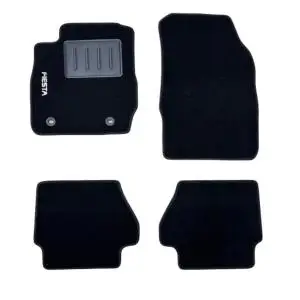 Kit 4 Tapis de sol Auto pour FORD FIESTA de 2008 à 2012, sigle fiesta, moquette noire et clips ovales, Neuf Bon Plan