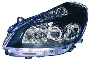 Satisfait Ou Remboursé Phare Optique avant gauche pour RENAULT CLIO III phase 1, 2005 -2009, H7+H7+H1, noir, (sport), Neuf