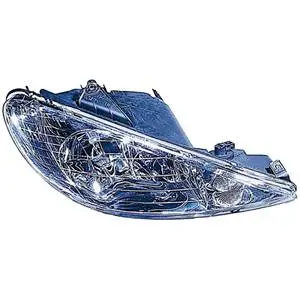 Prix Réduit Phare Optique avant droit pour PEUGEOT 206 ph.2, 2003-2009, H7+H7, (verre lisse), Neuf