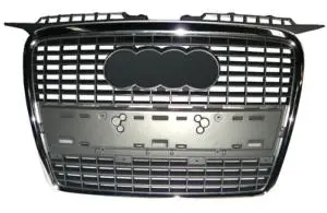 Pas Cher Grille de calandre centrale pour AUDI A3 II ph.1 SPORTBACK 2004-2008, noire, profil chromé, pare chocs avant