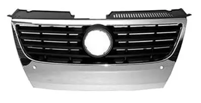 Grille radiateur centrale pour VOLKSWAGEN PASSAT B6 2005-2010, profils noirs, trous radar, Neuve Offre Spéciale