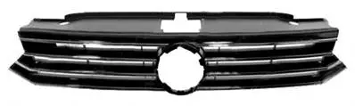 Grille radiateur centrale pour VOLKSWAGEN PASSAT B8 2014-2019, noir brillant, avec profil chromé Commander Maintenant