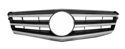 Grille radiateur centrale pour MERCEDES (W204) CLASSE C ph. 1 2007-2011, Chromé argent brillant, sans Mod. AMG, Neuve Prix Choc
