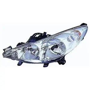 Phare Optique avant gauche pour PEUGEOT 207 SW phase 2, 2009-2013, H7+H1, avec moteur, chromé, Neuf Meilleur Choix