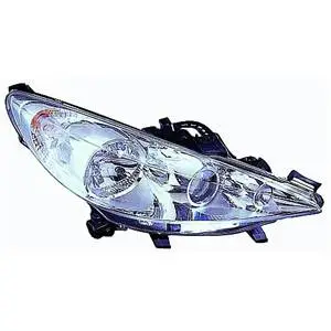 Commander Vite Phare Optique avant droit lenticulaire pour PEUGEOT 207 CC ph.1, 2007-2009, H7+H7+H1, moteur, chromé