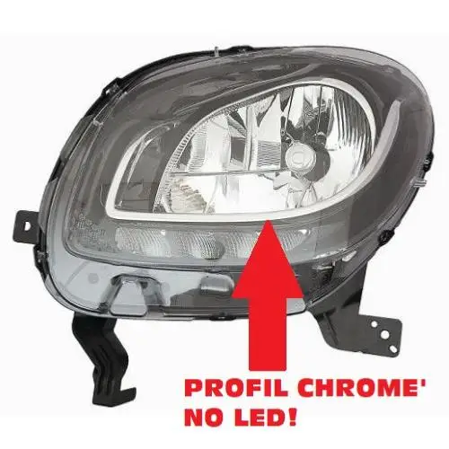 Phare Optique avant gauche pour SMART FORFOUR 2014-2019, H4, feu diurne LED, Neuf Prix Bas