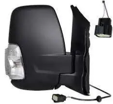 Rétroviseur droit électrique pour FORD TRANSIT Mk8 phase 2 depuis 2019, dégivrant, feu clignotant, coque noir, rabattable électriquement, 5W, BLIS, Neuf Paiement Sécurisé