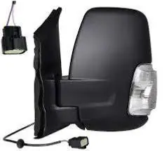 Offre Spéciale Rétroviseur gauche électrique pour FORD TRANSIT Mk8 phase 2 depuis 2019, dégivrant, feu clignotant, coque noir, rabattable électriquement, 5W, Neuf
