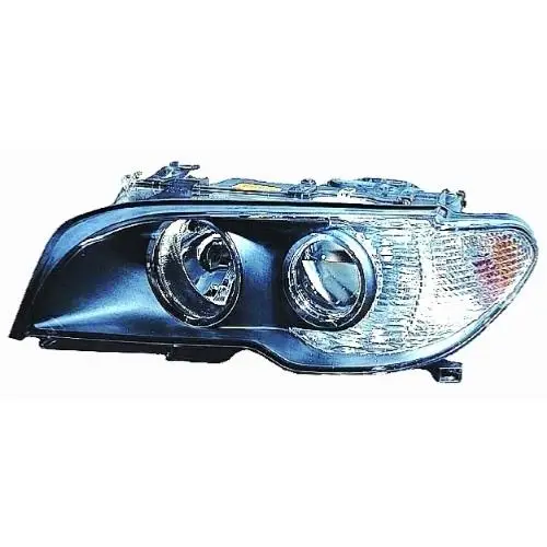 Livraison Gratuite Phare optique électrique avant gauche pour BMW Serie 3 E46 COUPÉ/CABRIO, 2003-2006, H7+H7, cadre noire, corps gris foncé, feu blanc, Neuf