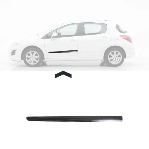 Moulure porte avant gauche pour PEUGEOT 308 I phase 1, 2007-2011, noire lisse, Mod. 5 portes, Neuve Populaire