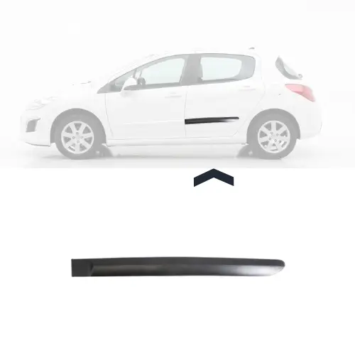 Moulure porte arrière gauche pour PEUGEOT 308 I phase 1, 2007-2011, noire gaufré, Mod. 5 portes, Neuve Prix Choc